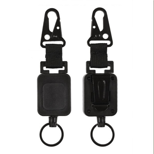 Retractable Carabiner Keychain Ring Extendable Outdoor Reels Easy Pull Back Clip 2