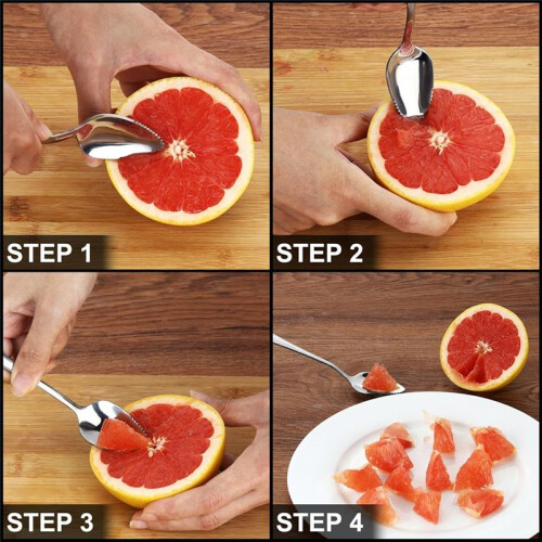 10pcs Grapefruit Stainless Steel Flatware Set,Grapefruit Spoons and Knives with Serrated 1