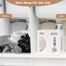 2 in 1 Grocery Bag Holder Trash Bag Dispenser, Wood Trash Bag Holder, Garbage Bag Holder Wall Mount,for Plastic Bags B