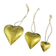 Carillons éoliens en métal en forme de cœur, 3 pièces,-Or