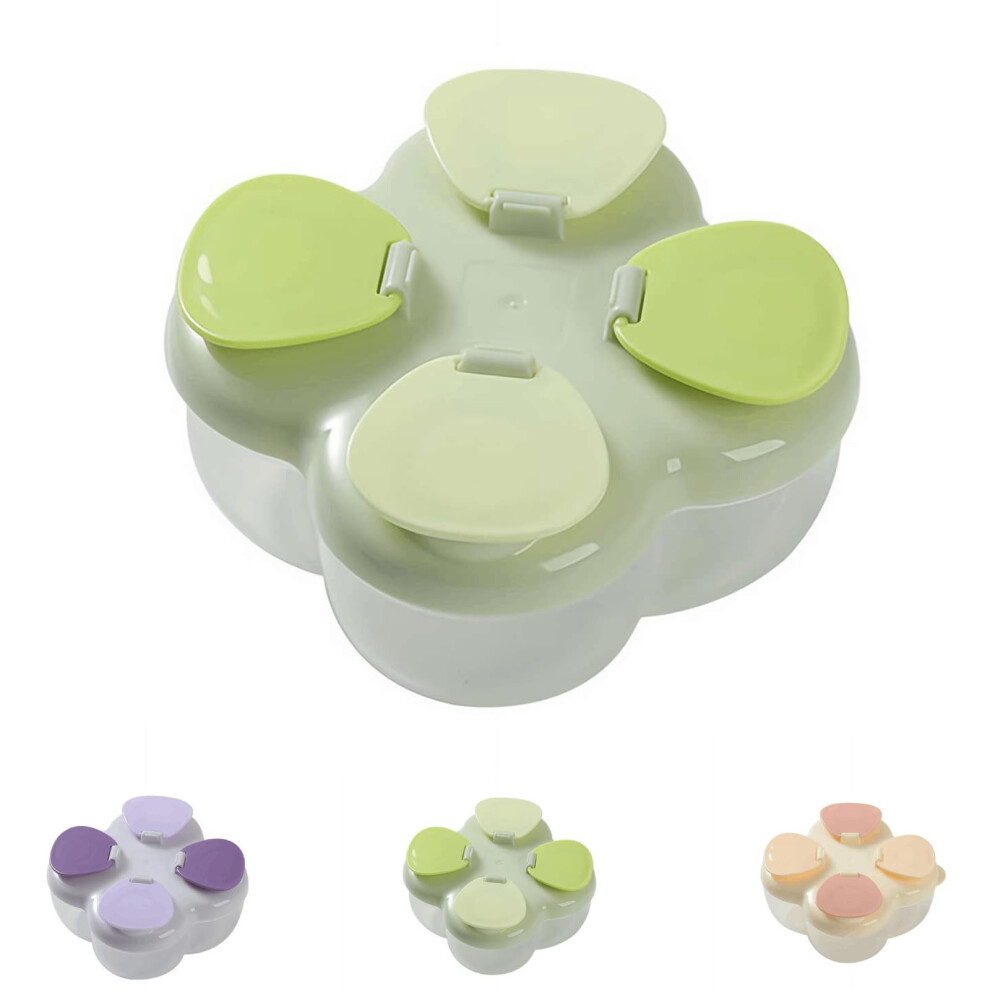 Baby Formula Dispenser With Four Compartment Design, Leakresistant Travel Milk Powder Container Green