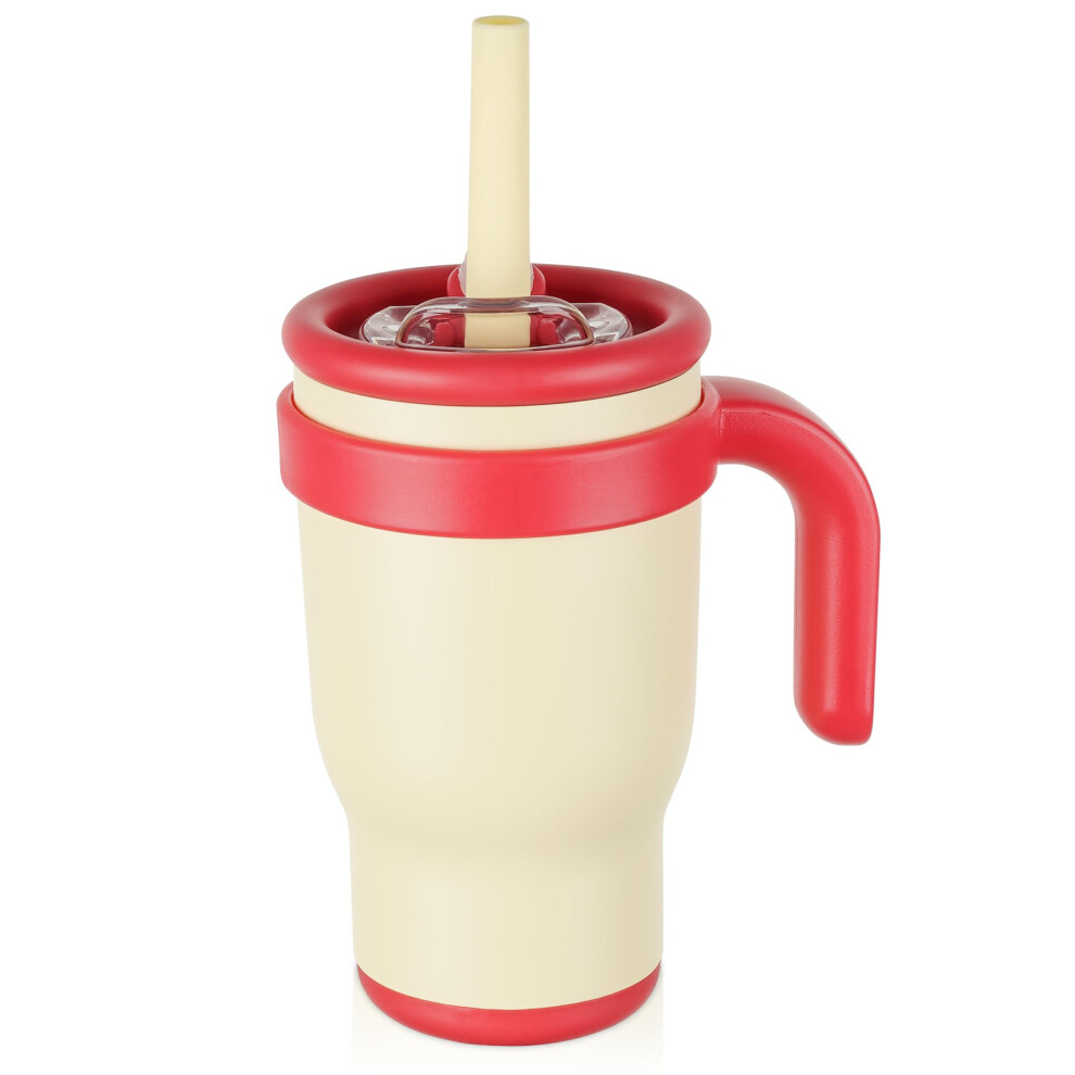 2 Pack 14oz Stainless Steel Toddler Sippy Cups with Handles, Spill Proof Straw, Vacuum Insulated