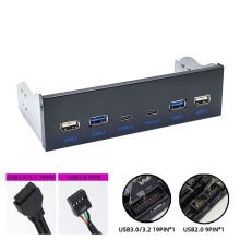 Painel Frontal USB 3.0 para Desktop Compartimento de Unidade de CD-ROM de 5,25 Polegadas USB3.0/3.2 19 Pinos USB2.0 9 Pinos para 2x USB Tipo C+2x