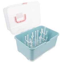 Baby Bottle Drying Rack with DustProof Lid, Travel Storage Case for Bottles and Pacifiers