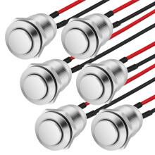 6pcs Pressure Switches,12 mm Momentary Pressure , Metal Waterproof Button, Protruding Pressure with Wire