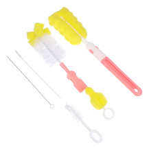 Baby Bottle Brush with Soft Sponge, Scratch Cleaning, Ergonomic Handle, Pink Cleaner Kit