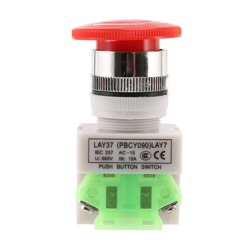 Red Mushroom Cap 1NO 1NC DPST Emergency Stop Push Button  AC 660V 10A