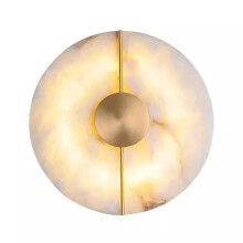 Modern Marble Wall Lamp Alabaster Moon Living Room Gold Copper Home Indoor Decoration LED Sconce Bedroom