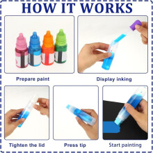 6Pack Refillable Paint Pens Empty Refillable Markers Flat Graffiti Markers,Clear Acrylic Fillable Paint Pens