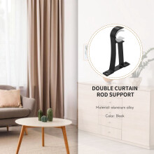 Single Curtain Rod Brackets for Drapery Rod Aluminum Alloy Heavy Duty Curtain Rod Holders (Black) 6Pcs