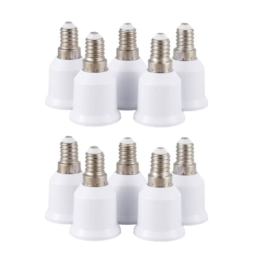 10 Pcs E14, E27 Adapter Base Screw LED Light Bulb Bulb Socket Converter, White 1