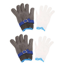 2X Cut Resistant Gloves-Stainless Steel Wire Mesh Butcher Safety Work Gloves for Meat Cutting, Fishing(Extra Large)