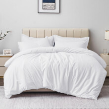 (White, Single) Plain Duvet Cover Single Double King Bed Set Quilt