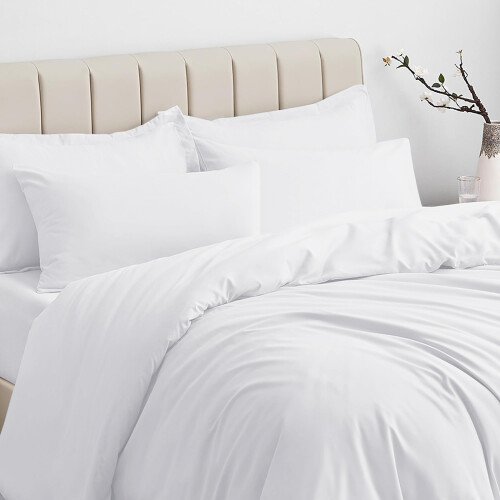 Imperial Rooms (White, Single) Plain Duvet Cover Single Double King Bed Set Quilt 2