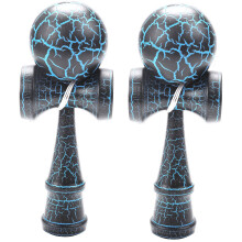 2X Holz Spielzeug Aussen Sports Kendama Spielzeug Kinder und Erwachsene Aussen Sportarten Riss Buchen Holz Buntes Design Schwarz und Blau