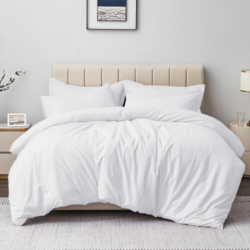 Imperial Rooms (White, King) Plain Duvet Cover Single Double King Bed Set Quilt 1