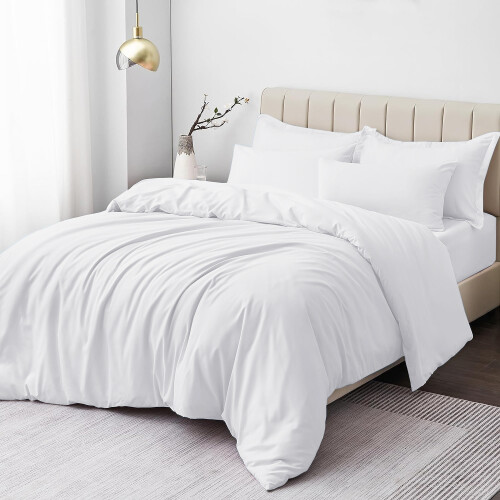 Imperial Rooms (White, King) Plain Duvet Cover Single Double King Bed Set Quilt