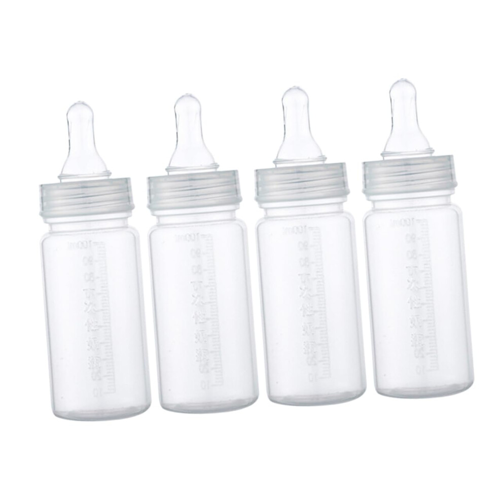 4pcs Disposable Newborn Feeding Bottles with Scale for Travel Hospital Nursery Use