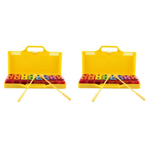 2 set 8 Notes Chromatic Xylophone Glockenspiel Resonator Bells with Yellow Case