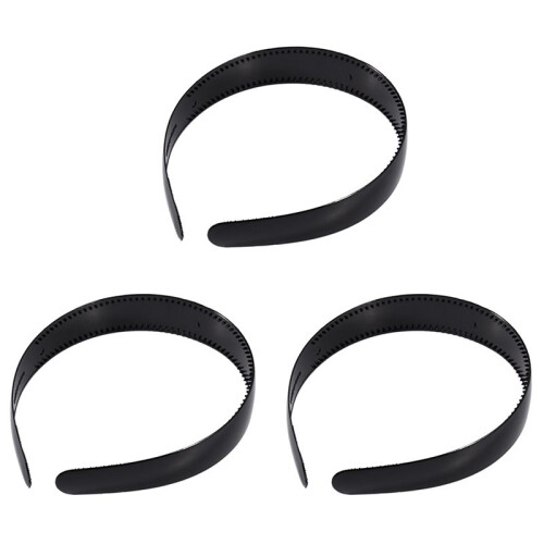 3X Bandeau Large avec Deux Rangees de Dents En Plastique Noir