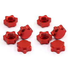 8Pcs Aluminum Wheel Hub Cover Anti-Dust Cover 17mm Hex Nut for 1/8 RC Car,Red