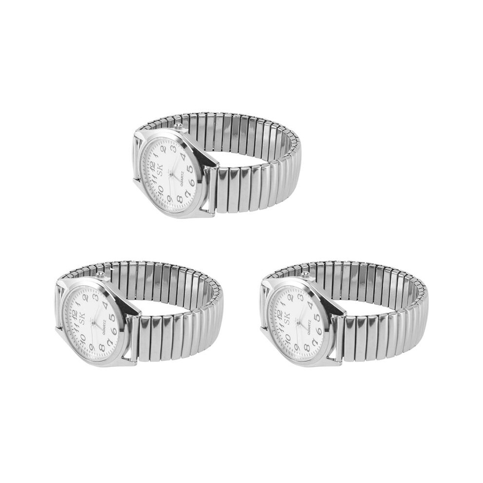 3X Numbers Stretchy Steel Men Lady Sports Wrist Watch 1.4 Inch 6032396821901
