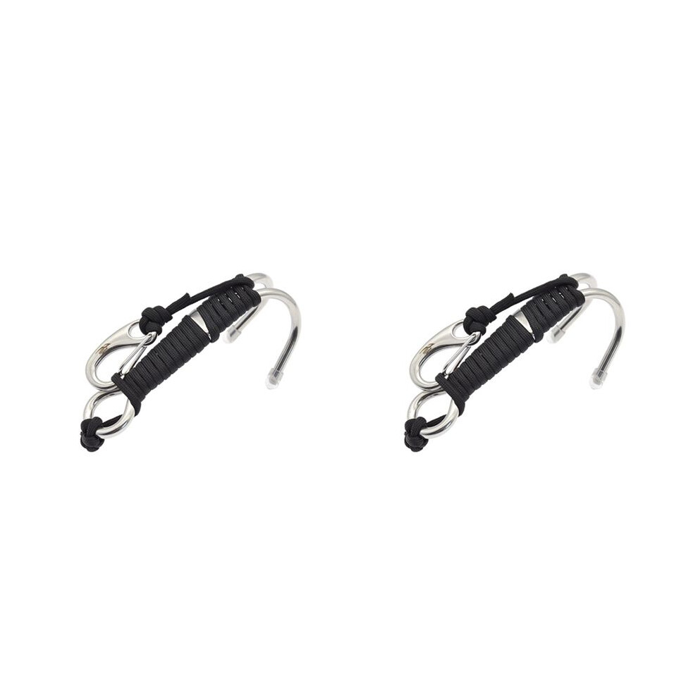 Photos - Diving Accessory 2X KEEP DIVING Scuba Diving Double Dual Stainless Steel Drift Hook with and Clips Hook Black