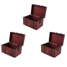 3X Retro Treasure Chest Vintage Wooden Storage Box Antique Style Jewelry Organizer for Jewelry Box Trinket Box