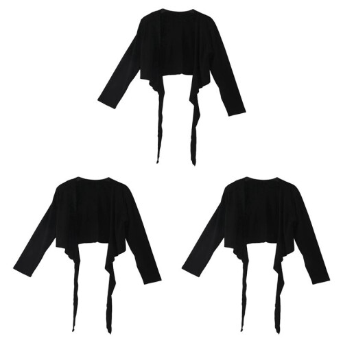 3X Damen Bauchtanz Langarm Umschlagtuch - Schwarz