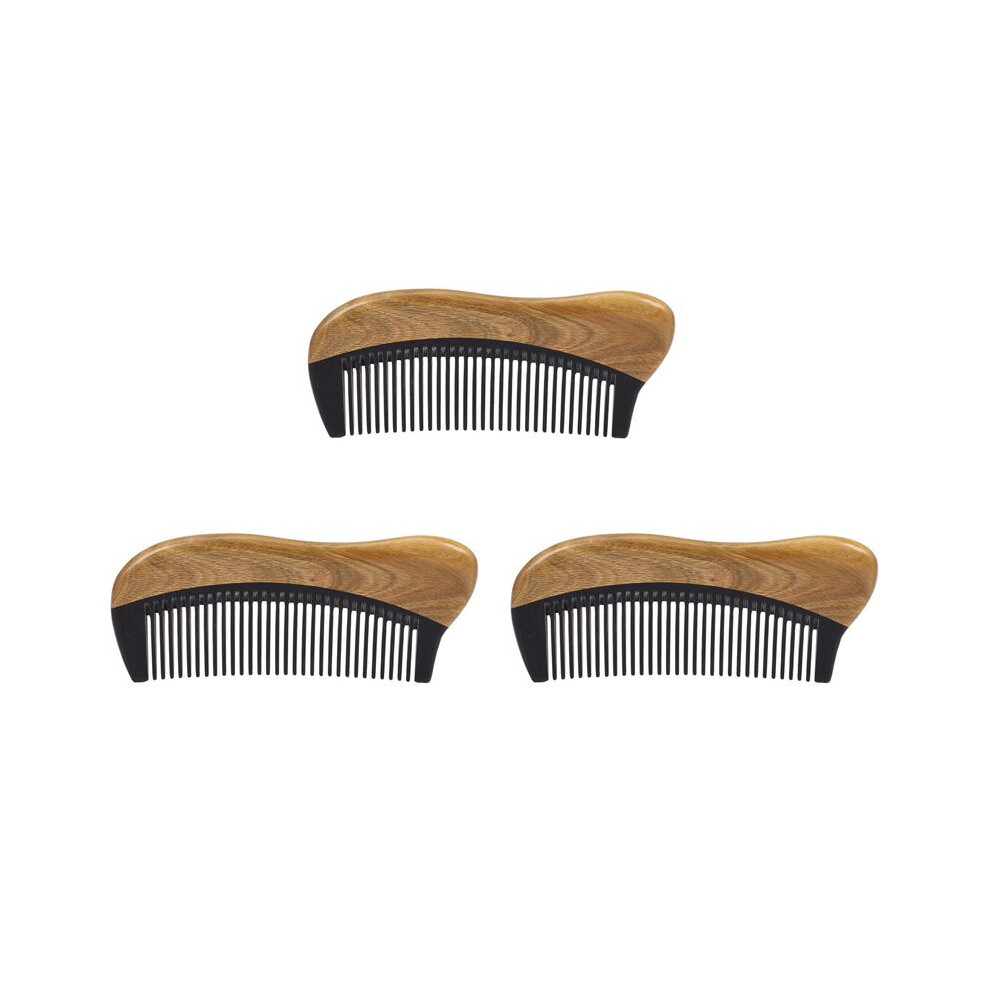 Tlily Unisex Green,Black 3X Natural Green Sandalwood Hair Comb - No Static Wooden Fine Tooth Black Horn Comb (Green Sandalwood)