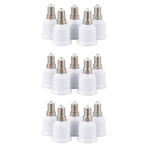15 Pcs E14, E27 Adapter Base Screw LED Light Bulb Bulb Socket Converter, White