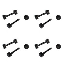 4 Pair of Men'S Barbell Titanium Steel Ear Studs Earrings 4mm Black