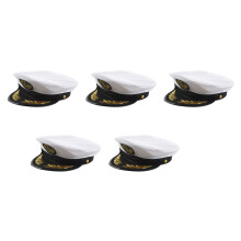 5X Adult Yacht Boat Captain Hat Navy Cap Ship Costume Party Fancy Dress Black+White