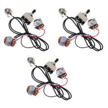 3X Guitar Wiring Harness Prewired Two Pickup 500K Pots 3-Way Toggle Silver