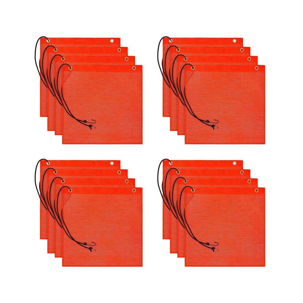 16Pcs 18X18inch Mesh Safety Flags Warning Flag Bungee Safety Flag Good Visibility Flag With Grommets Orange Brecantia