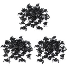 150X Plastic Black Spider Trick Toy Halloween Haunted House Prop Decor