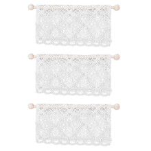 3X Dollhouse Rideaux Accessoires de Meubles Miniatures Cantonnière avec Tige Échelle 1:12 Beige