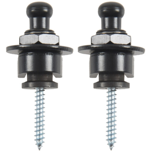 2X Attache Curroie Sangle Strap Lock Noir pour Guitare Basse Electrique