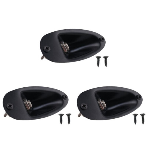 3X Black Boat Style 1/4Inch Guitar Pickup Output Input Jack Plug Socket for Fd Strat Guitar