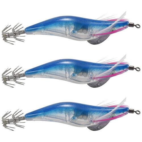 3 Stück Blau Blinkende LED FischköDer Blitzlicht 10 cm Minnow Leucht Squid Jig Garnele KöDer Nacht Fischen KöDer