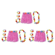 3X Set Children Hawaiian Grass Skirt Hula Luau Party