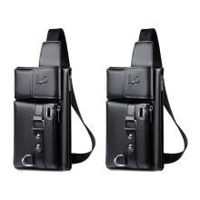 2X WEIXIER Borsa Un Tracolla Da Uomo di Marca Unisex Monospalla Multifunzione di Capacità Borsa Un Tracolla Nero