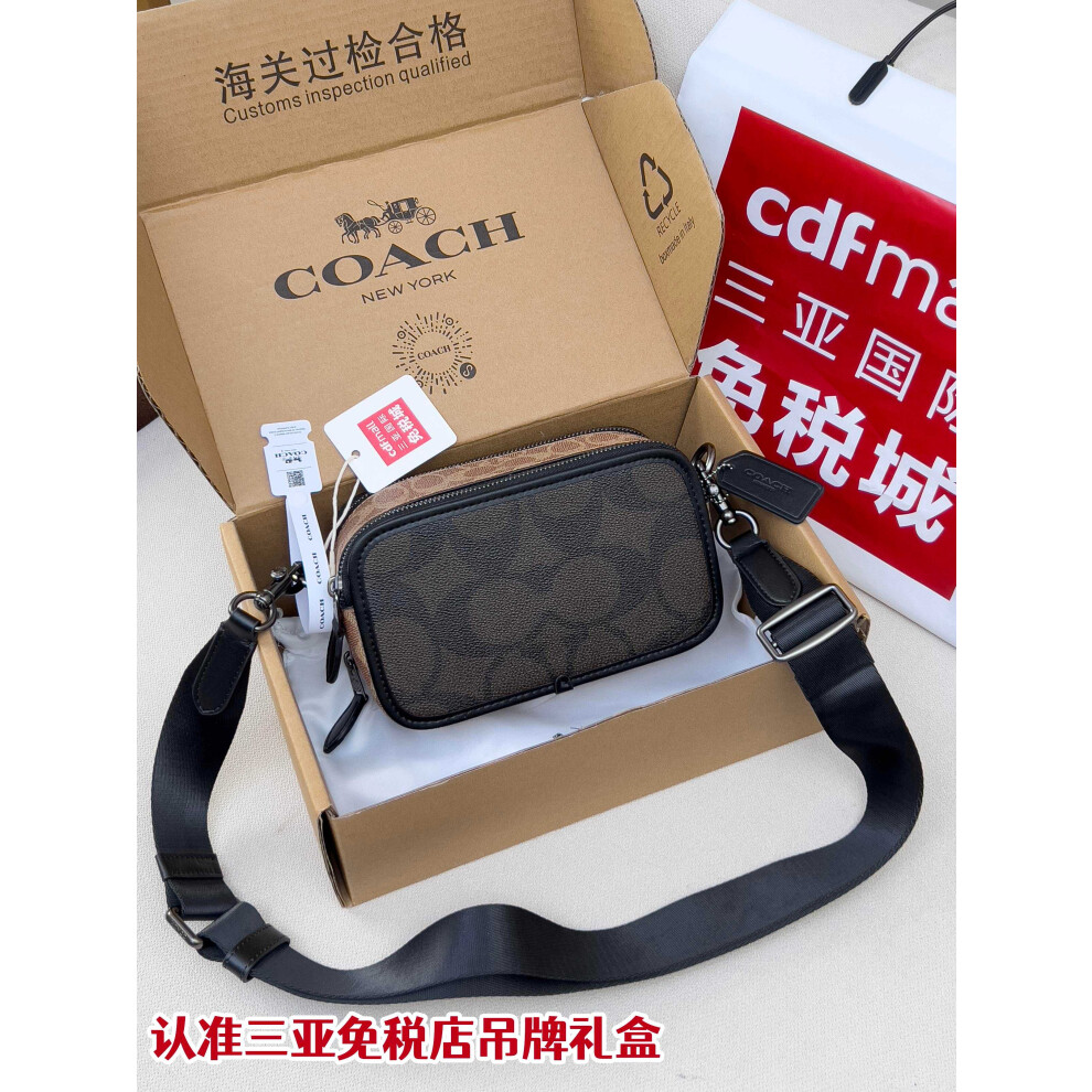 Coach Men's Camera Bag | Monogram Canvas Crossbody Shoulder Bag Black 5062863600174