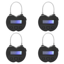 4X   Lock LCD Display  Lock Multifunction Travel Electronic Timer,USB Rechargeable Temporary Timer Padlock
