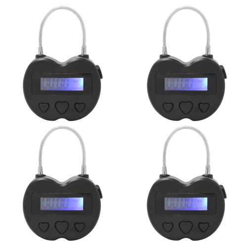 4X   Lock LCD Display  Lock Multifunction Travel Electronic Timer,USB Rechargeable Temporary Timer Padlock