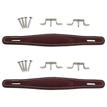 2X Maniglia Amplificatore Vintage Puro - Marrone, Cucita In Pelle