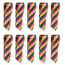 10X Men Fashion Casual Skinny Slim Narrow Tie Formal Wedding Party Necktie, 19 (Rainbow Color Stripes)