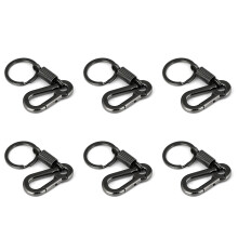 6X Sturdy Carabiner Key Chain Key Ring Polished Key Chain Spring Key Chain Business Waist Key Chain, Black