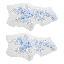 2X Flores de Cuentas de Novia Encaje de Perforación Caliente de Cuentas Parches Bordados para Ropa Vestido Decoración DIY de Boda Hierro Sobre