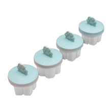 4 Pack Blue Baby Food Storage Cups with Lids, Reusable Pudding Molds for Home DIY Baking